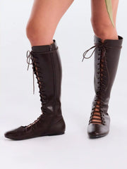LACE-UP KNEE HIGH BOOTS