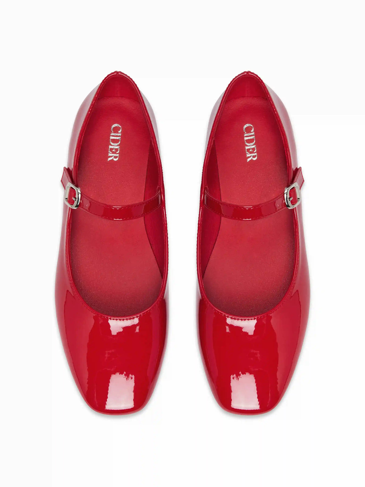 FAUX PATENT LEATHER MARY JANE FLATS