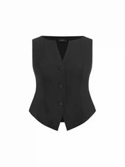 V-neck Button Blazer Vest Curve & Plus