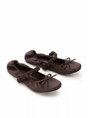 BOWKNOT PLEATED STRAP MARY JANE SHOES
