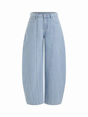 Denim Low Rise Pocket Barrel-leg Jeans