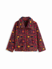 Fleece Collar Graphic Oversized Jacket Curve & Plus