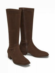 SQUARE TOE CHUNKY HEELED KNEE HIGH BOOTS