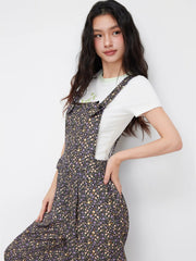 Floral Button Straight Leg Jumpsuit
