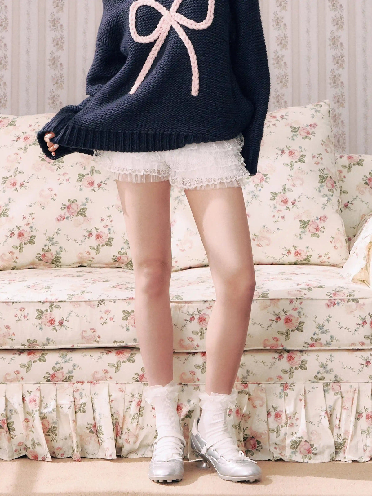 Lace & Ruffle Layered Bloomer Micro Shorts
