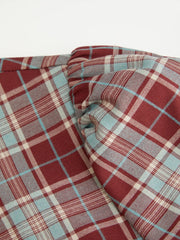 Plaid Stand Collar Puff Sleeve Tie Back Button Mini Dress