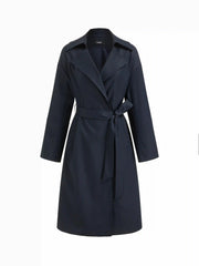 Collar Long Sleeve Wrap Oversized Longline Trench Coat With Belt