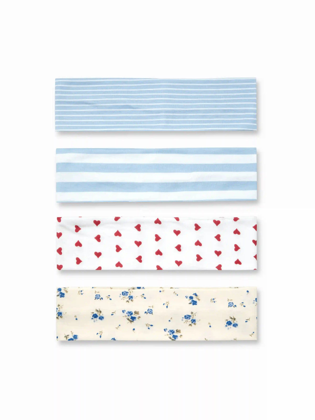 4PCS STRIPED & HEART & FLOWER HEADBAND SET