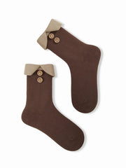 CRIMPED TRIM BUTTON ANKLE SOCKS