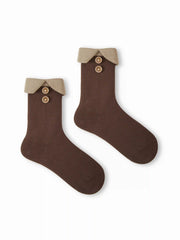 CRIMPED TRIM BUTTON ANKLE SOCKS