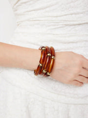 3PCS BAMBOO TUBE RESIN BRACELET SET
