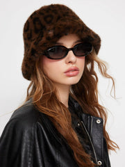 LEOPARD PRINT FUZZY BUCKET HAT