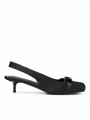 BOWKNOT SQUARE TOE SATIN HEELS