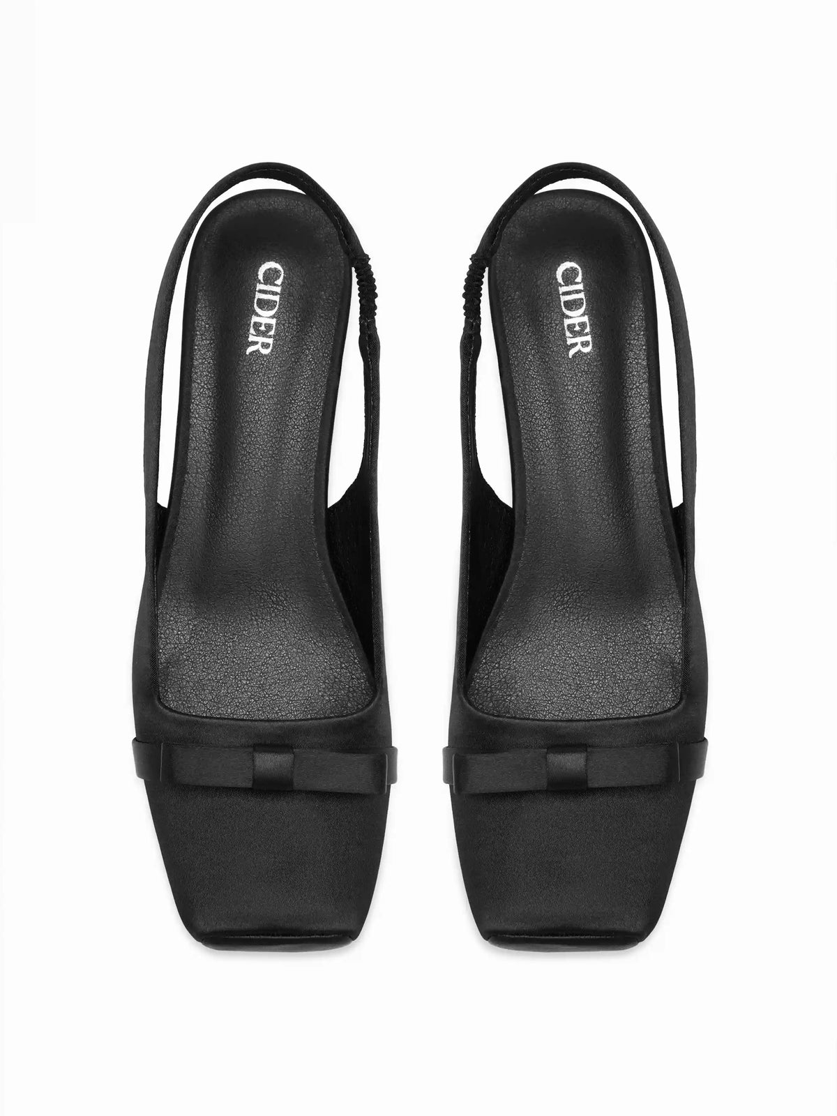 BOWKNOT SQUARE TOE SATIN HEELS