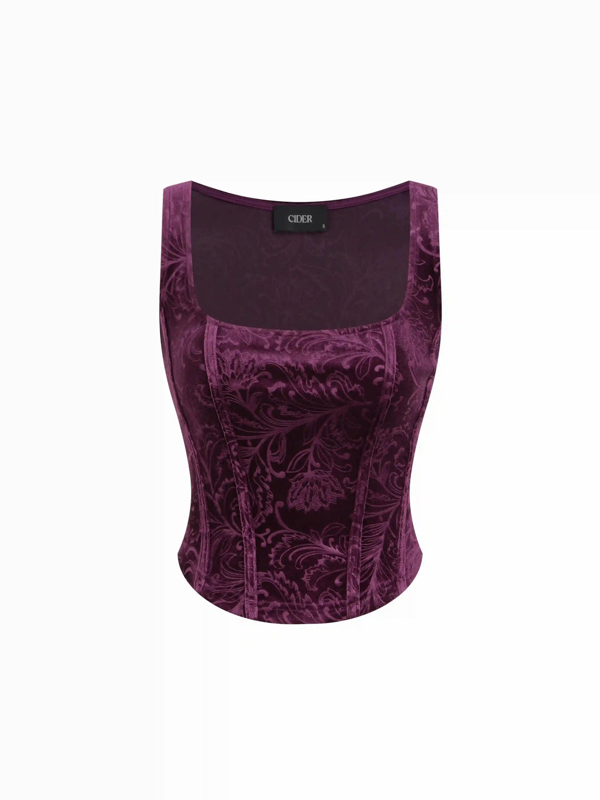 Velvet Square Neck Floral Tank Top