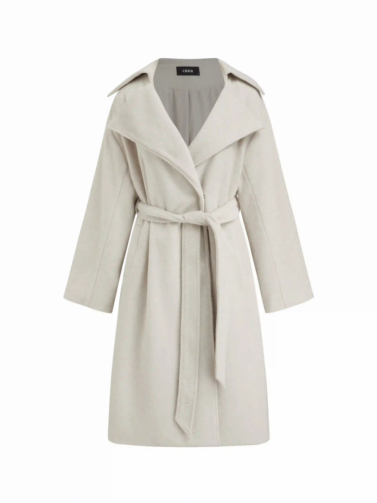 Wool-look Collar Long Sleeve Oversized Coat With Belt