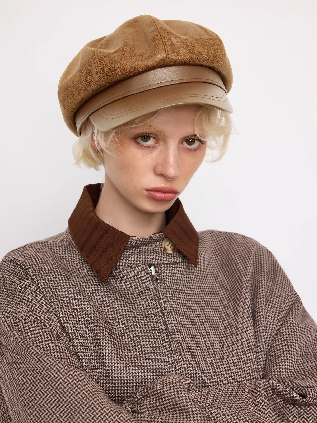 FAUX LEATHER BERET HAT