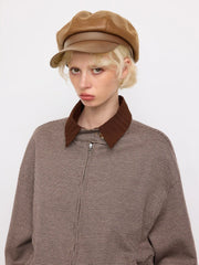 FAUX LEATHER BERET HAT