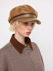 FAUX LEATHER BERET HAT
