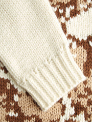 Knit Deer Pattern Round Neckline Long Sleeve Oversized Top