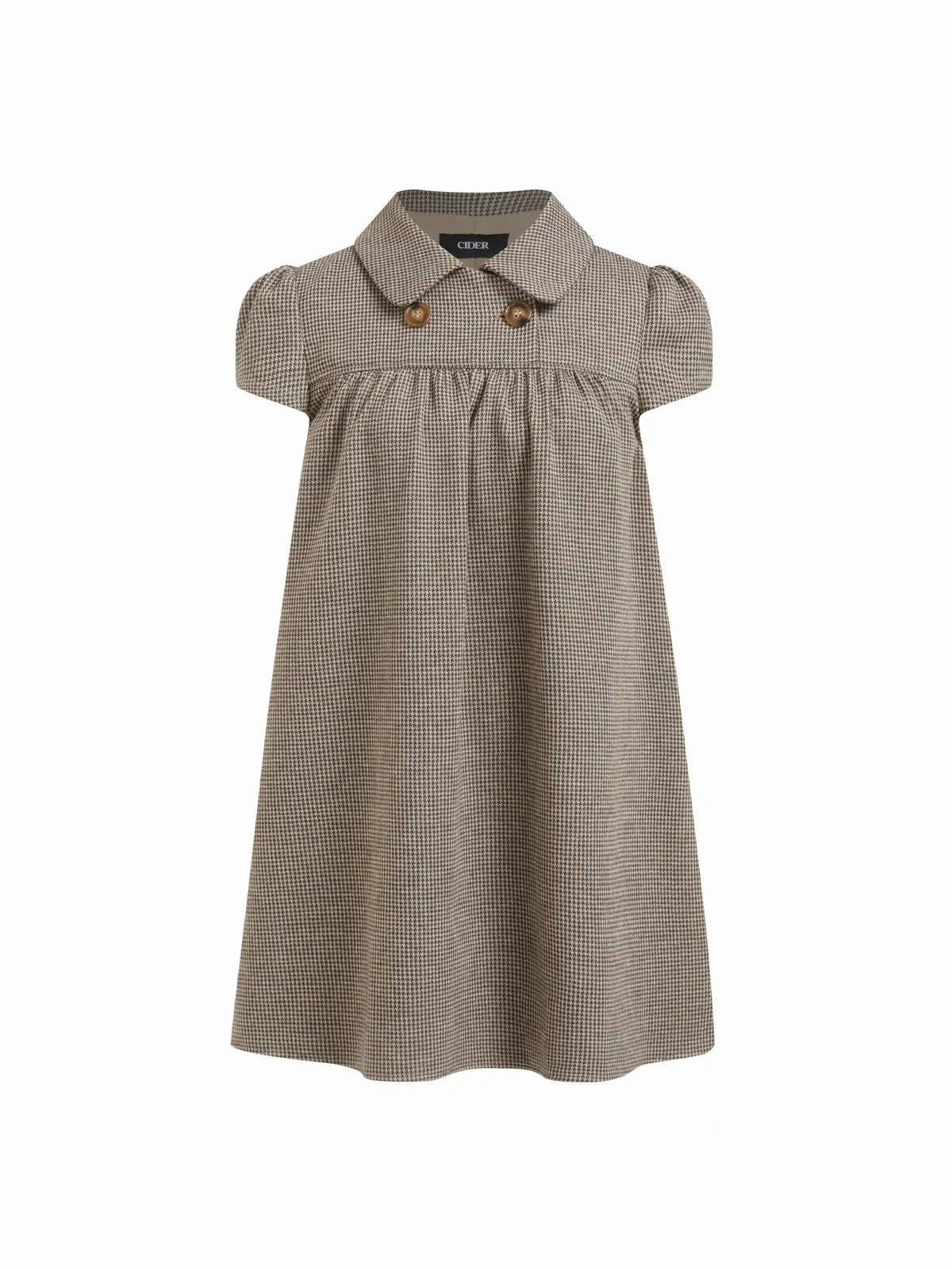 Peter Pan Collar Houndstooth Button Mini Dress