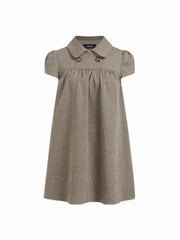 Peter Pan Collar Houndstooth Button Mini Dress