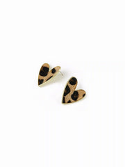 LEOPARD PRINT HEART STUD EARRINGS