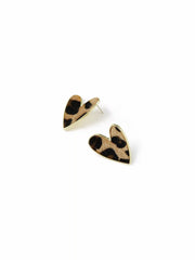 LEOPARD PRINT HEART STUD EARRINGS