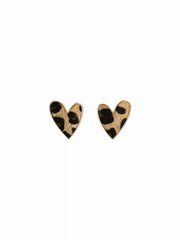 LEOPARD PRINT HEART STUD EARRINGS