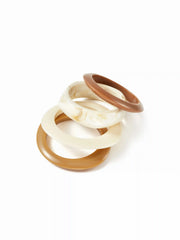 4PCS IRREGULAR RESIN BANGLE BRACELET SET