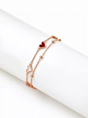 DOUBLE LAYERED HEART CHAIN CRACELET