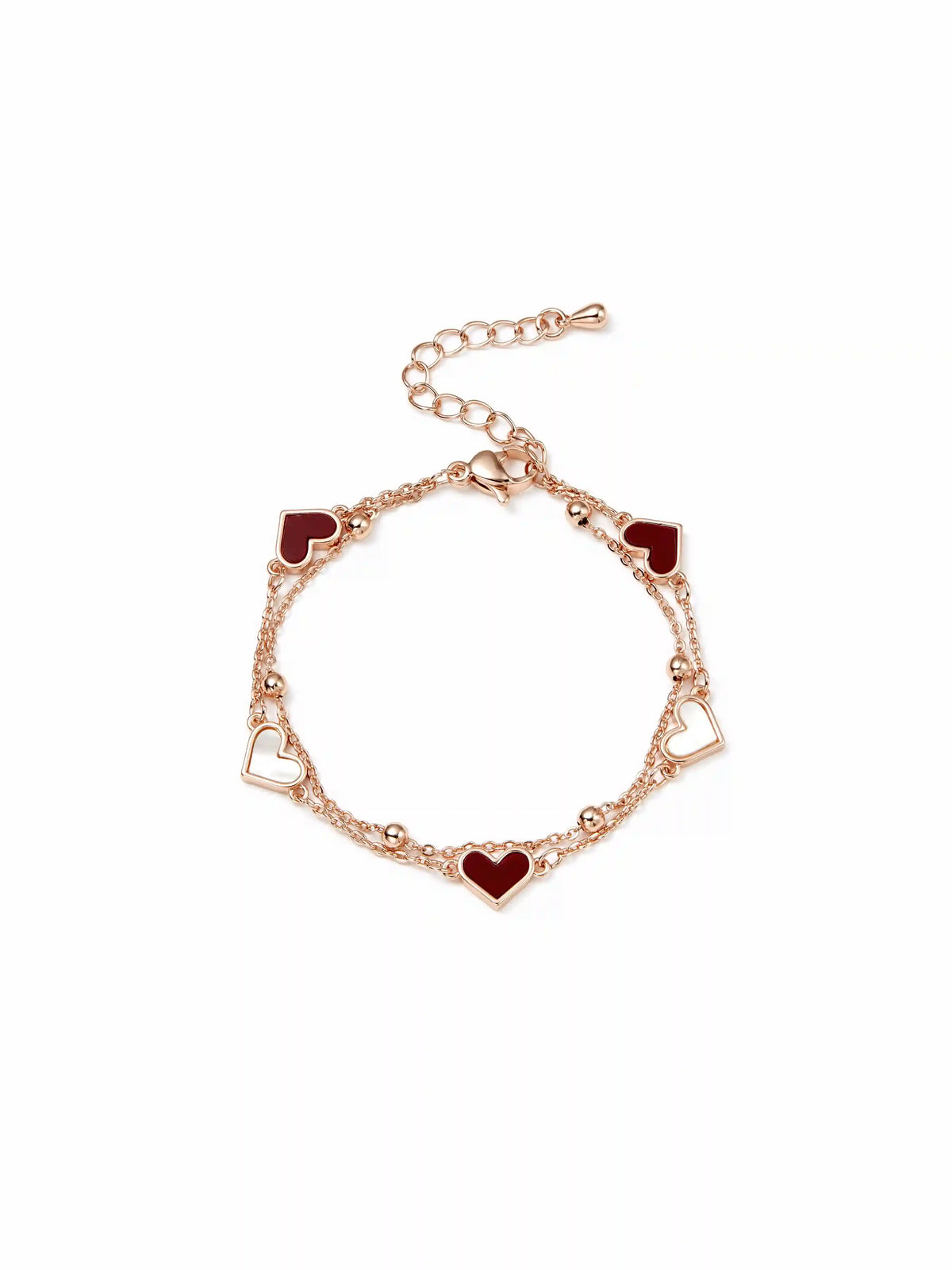 DOUBLE LAYERED HEART CHAIN CRACELET