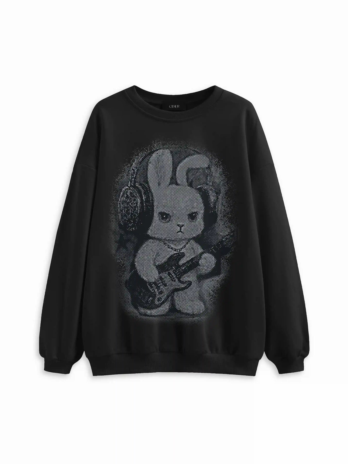 Cotton-blend Rock Rabbit Graphic Round Neckline Oversized Sweatshirt