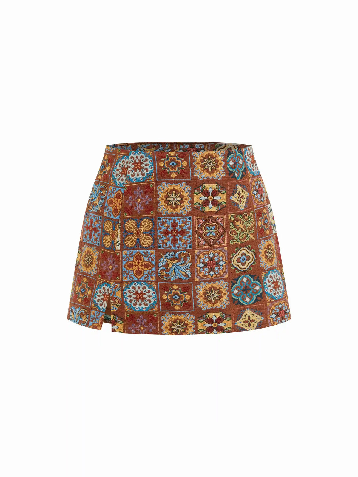 Jacquard Low Rise Floral Split Micro Mini Skort Curve & Plus