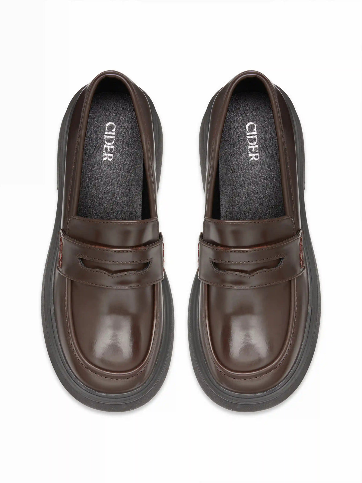 ROUND TOE CHUNKY HEELED LOAFERS