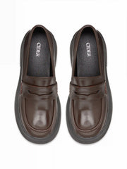 ROUND TOE CHUNKY HEELED LOAFERS