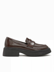 ROUND TOE CHUNKY HEELED LOAFERS