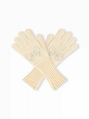 BOWKNOT DECOR KNITTED GLOVES