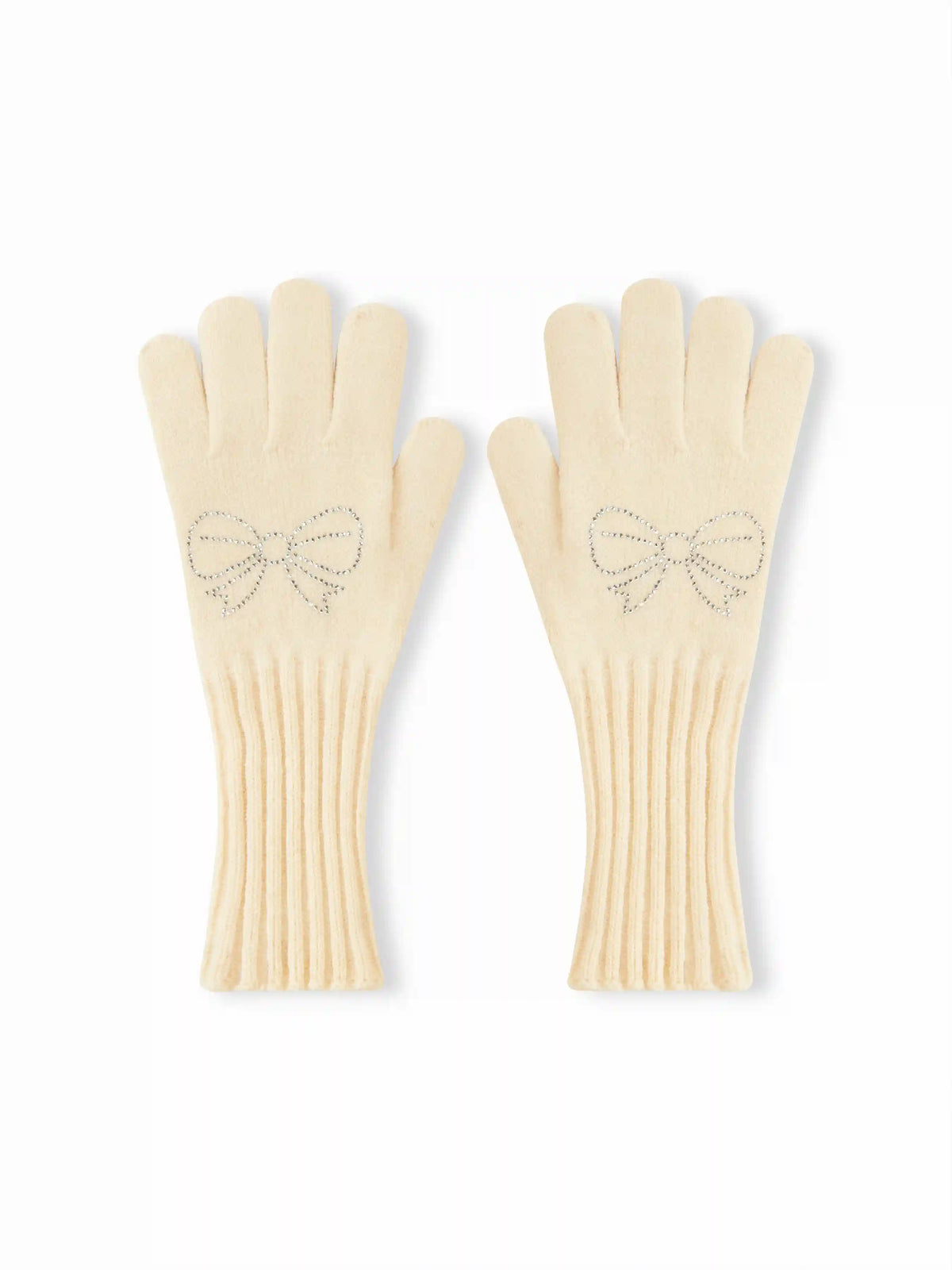 BOWKNOT DECOR KNITTED GLOVES