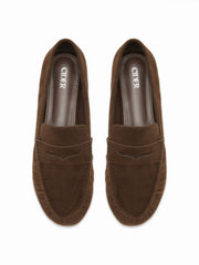 FAUX SUEDE PLEATED LOAFERS