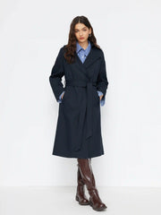 Collar Long Sleeve Wrap Oversized Longline Trench Coat With Belt