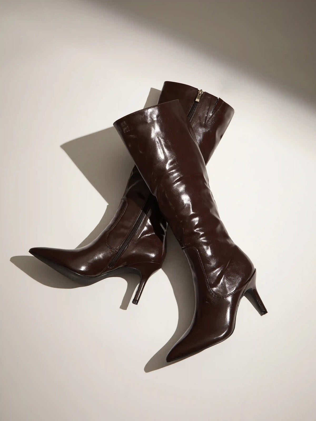 POINTED TOE STILETTO KNEE HIGH BOOTS