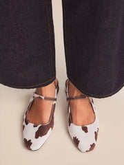 COWHIDE PRINT SLINGBACK MARY JANE FLATS