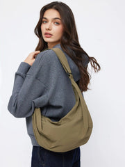 HALF MOON ADJUSTABLE STRAP NYLON CROSSBODY BAG