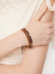 BEADED LAYERED CHAIN BRACELET