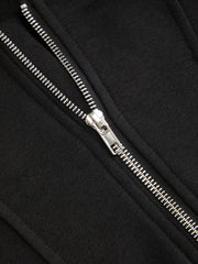 Terry Faux Fur Trim Corset Half Zip Hoodie
