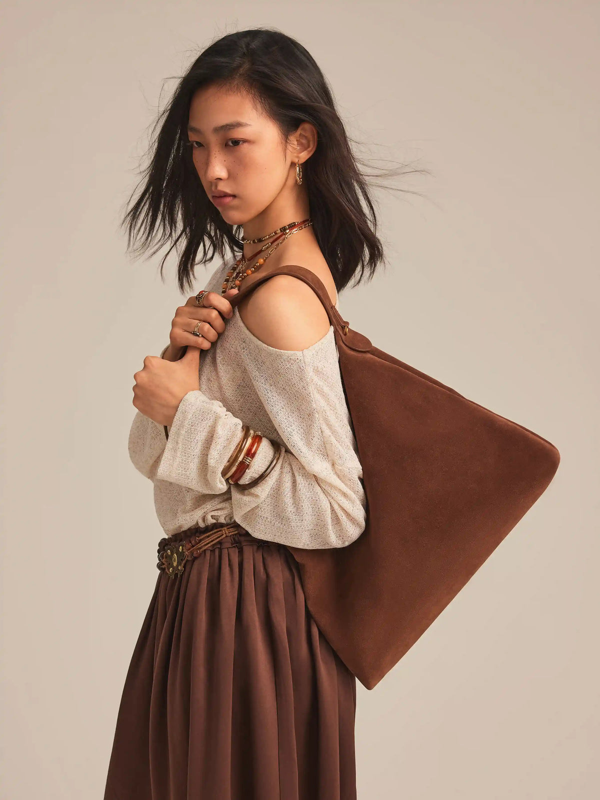 FAUX SUEDE TOTE BAG