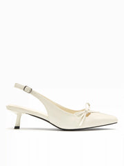 BOWKNOT POINTED TOE SLINGBACK HEELS