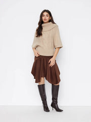 Cable Knit Wool-blend Turtleneck Mid-length Sleeve Oversized Top
