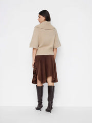 Cable Knit Wool-blend Turtleneck Mid-length Sleeve Oversized Top